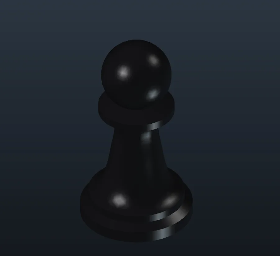 A glossy black pawn