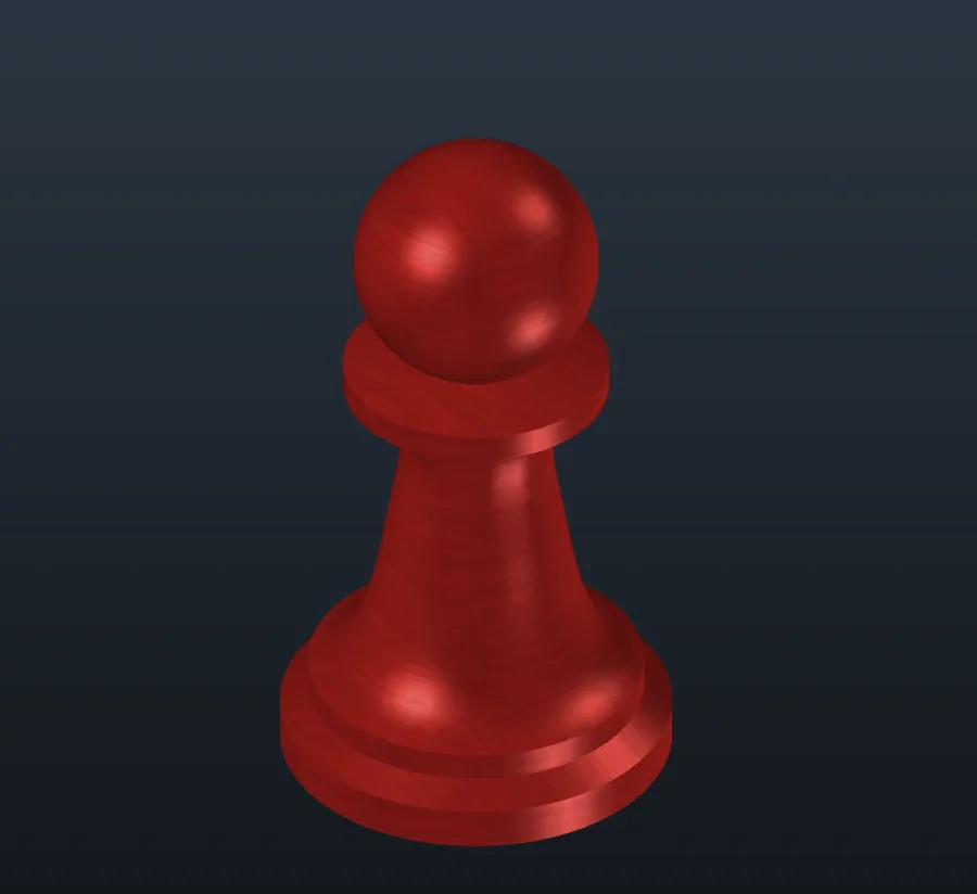 A red brushed-metal pawn
