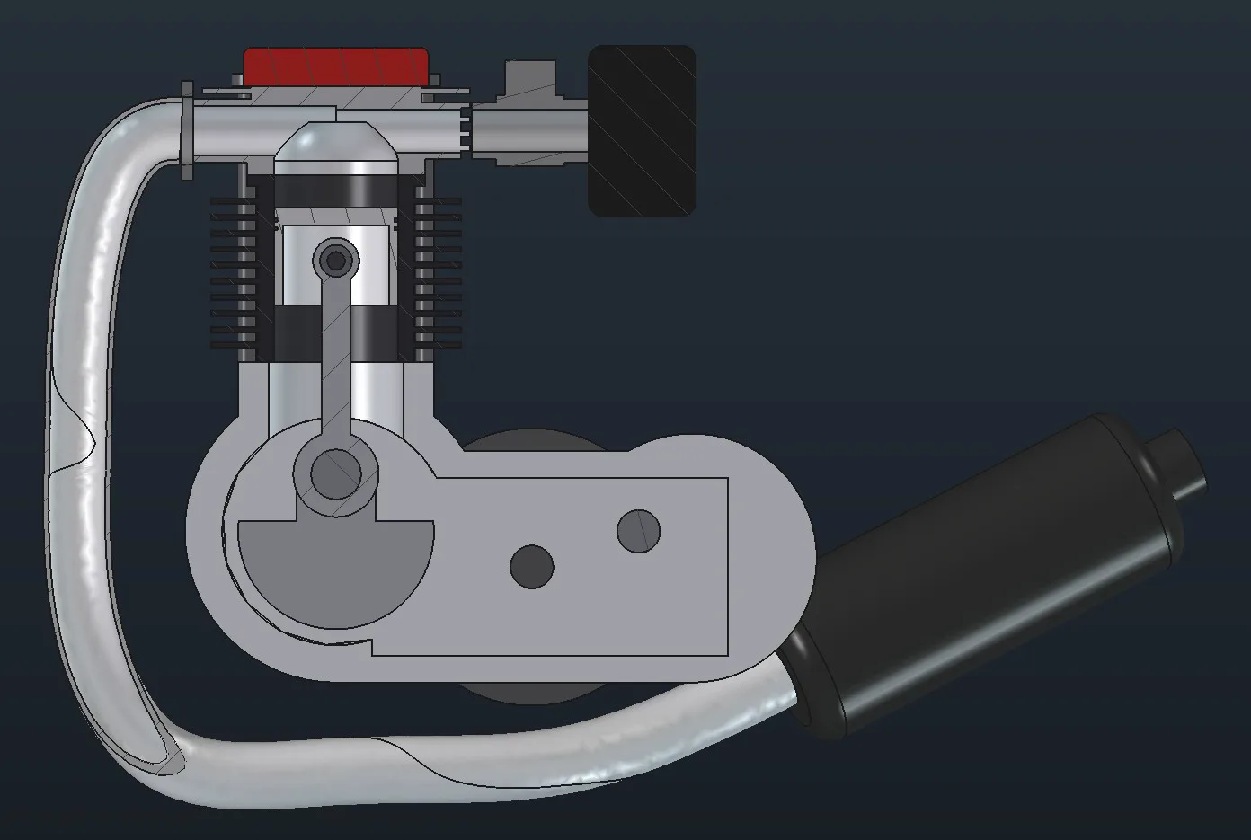Section of a 20-part engine assembly